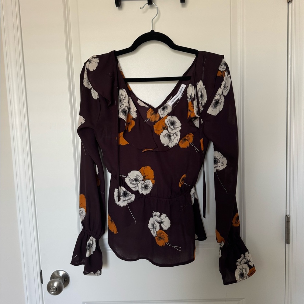 cupcakes & cashmere Floral Blouse - Purple and Orange